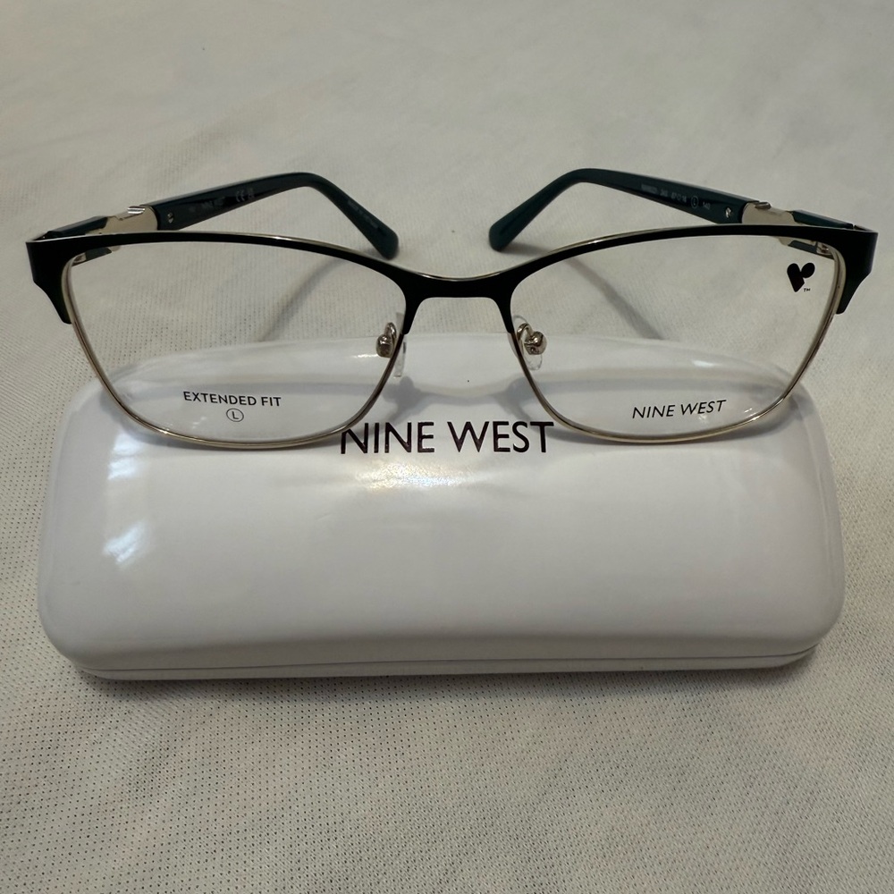 Nine West Dark Green and Light Gold Women's Glasses Extended Fit